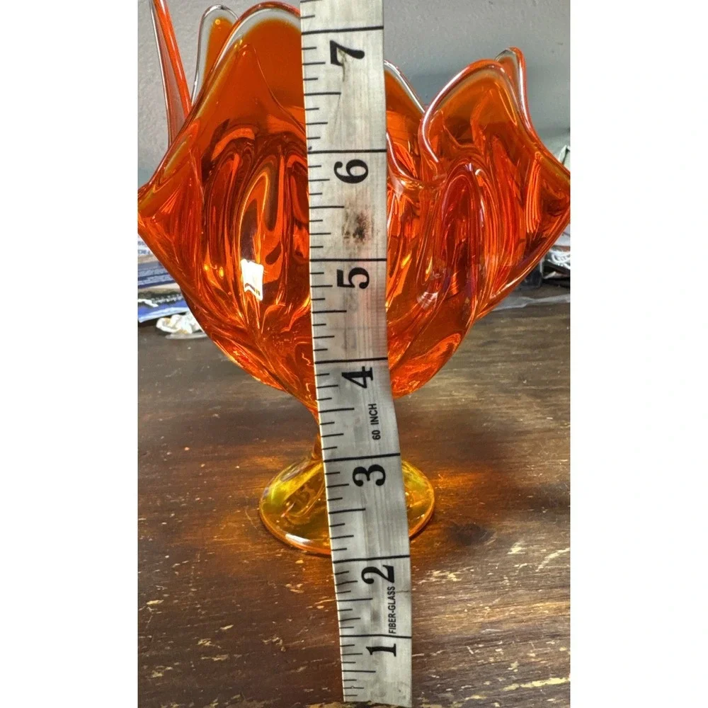 1960's Mid Century Viking Epic 6‎ Petal Persimmon Handkerchief Vase & Bowl
